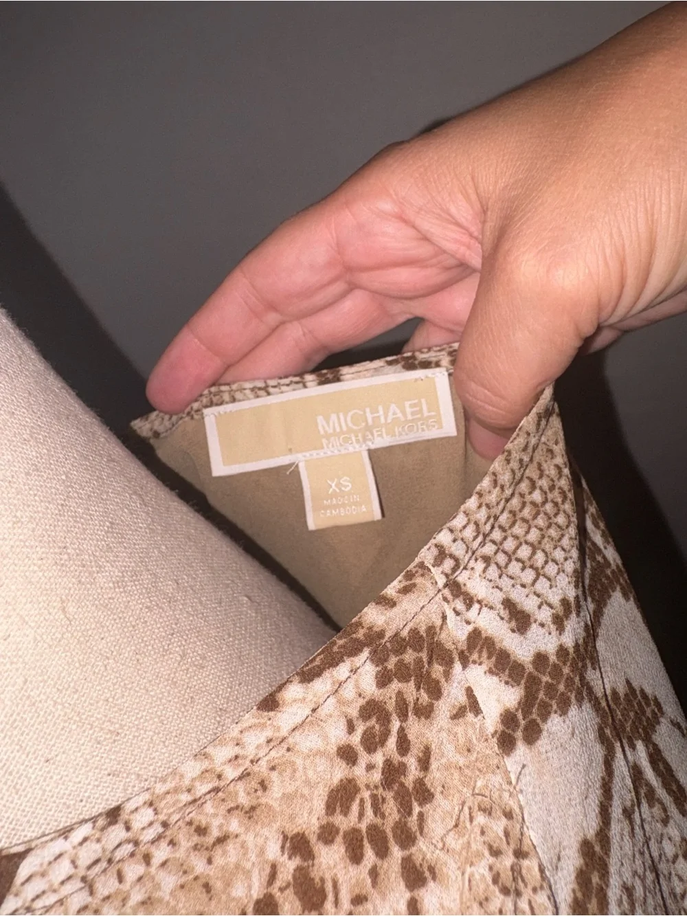 Michael Kors Snake-Print Long Sleeve Shift Tunic Dress‎